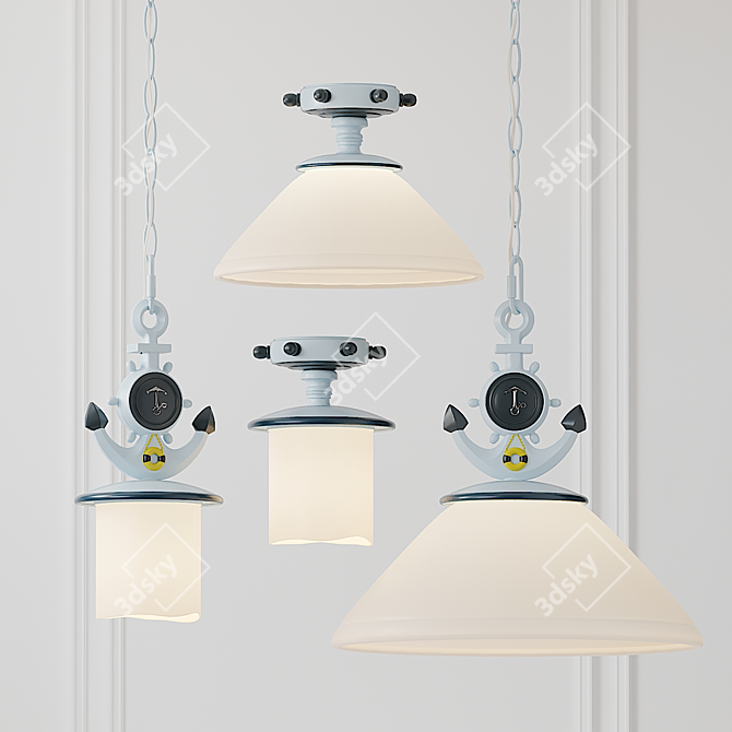 Adjustable Anchor Pendant Light 3D model image 1