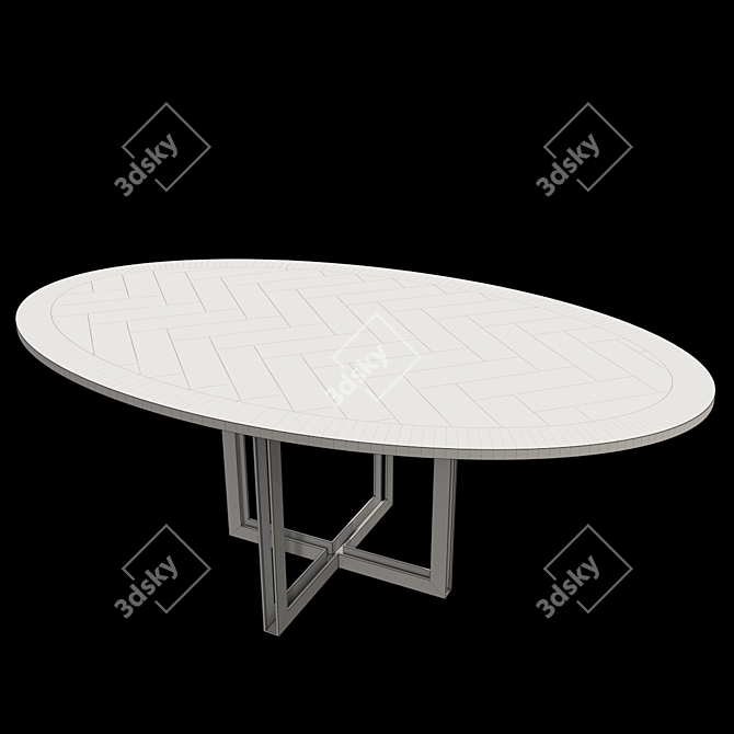 Elegant Oak Veneer Dining Table 3D model image 2