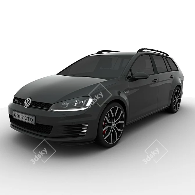 2015 Volkswagen Golf GTD Variant: High-Detail 3D Model 3D model image 1