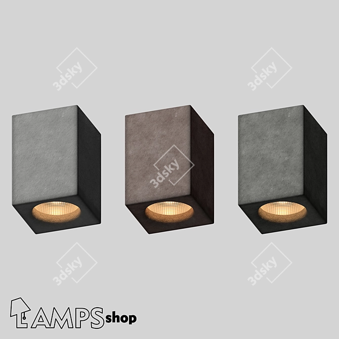 Industrial Concrete Lamps 3D model image 1