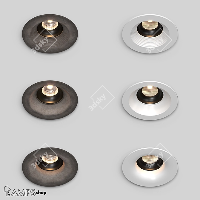 Industrial Concrete Recessed Lamps 3D model image 1