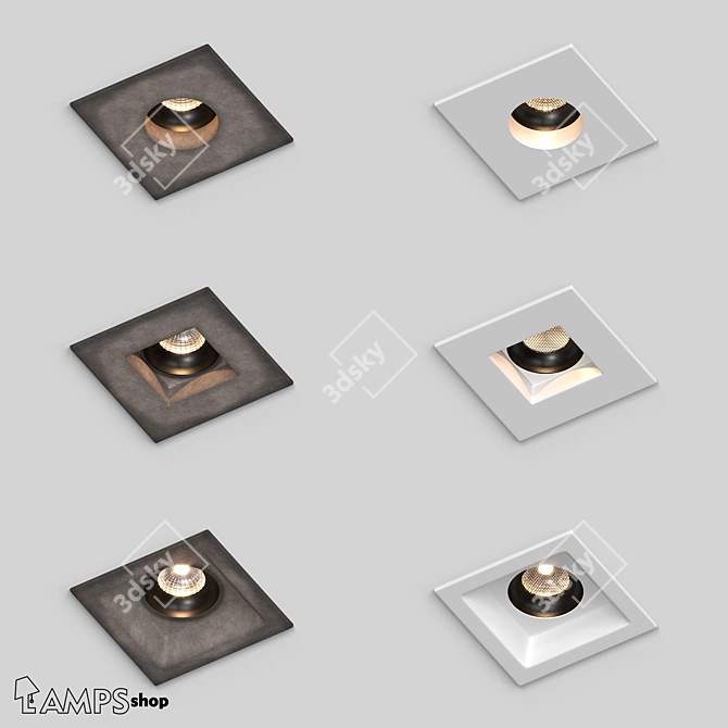 Minimalist Concrete Recessed Lamps 3D model image 1