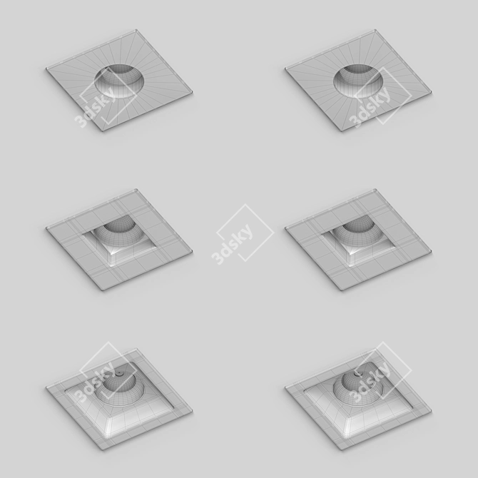 Minimalist Concrete Recessed Lamps 3D model image 2