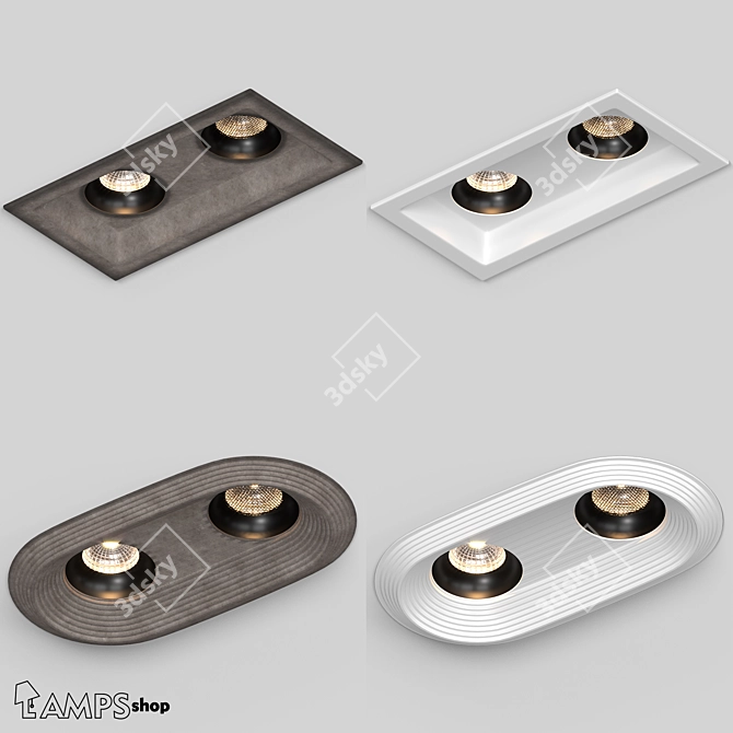 Modern Concrete Recessed Lamps 3D model image 1