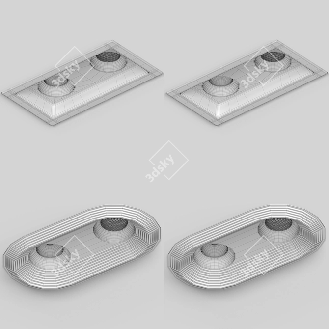 Modern Concrete Recessed Lamps 3D model image 2