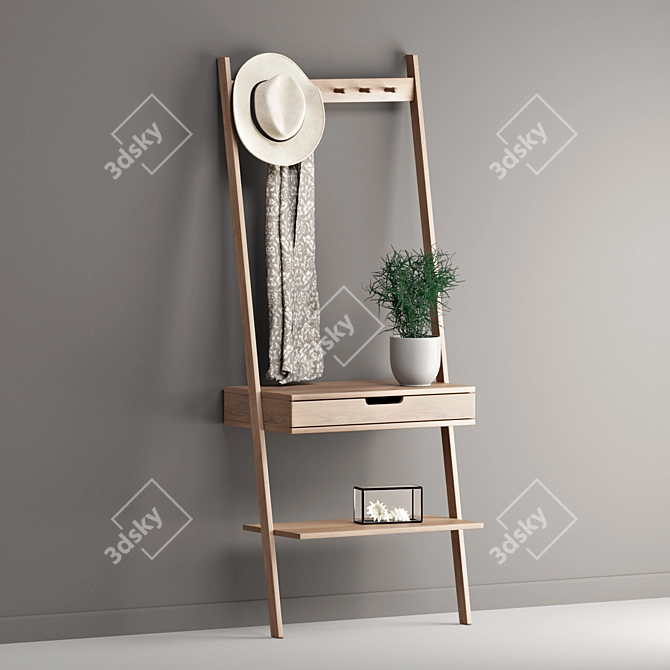 Minimalist Nordic Design Wall Rack 3D model image 2