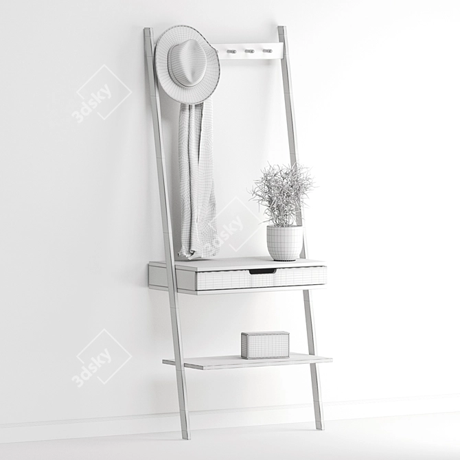 Minimalist Nordic Design Wall Rack 3D model image 3