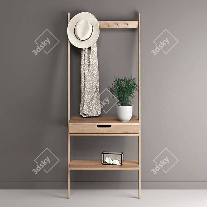 Minimalist Nordic Design Wall Rack 3D model image 4