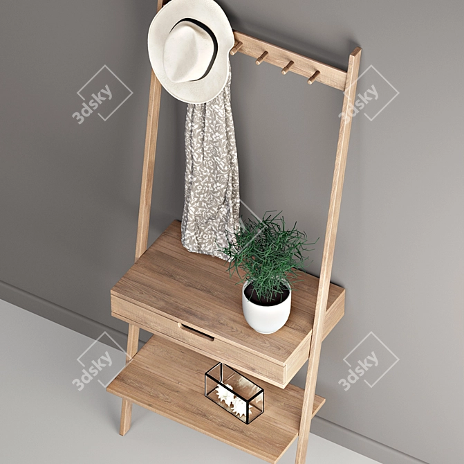 Minimalist Nordic Design Wall Rack 3D model image 5