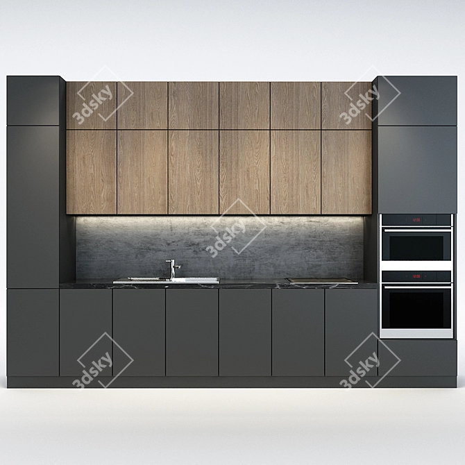 Sleek Kitchen 04 3D model image 1