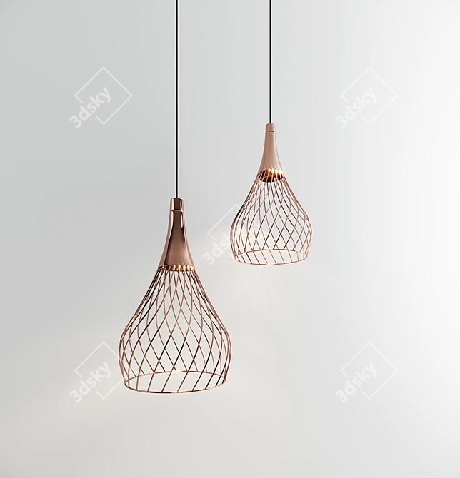 Copper Ceiling Pendant - Mongolfier P1 3D model image 1