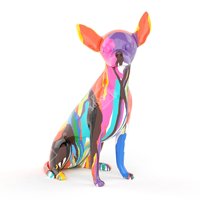 Graffiti Chihuahua Sculpture: Artsy Canine Decor 3D model image 1