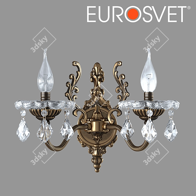 Elegant Crystal Bronze Sconce 3D model image 1