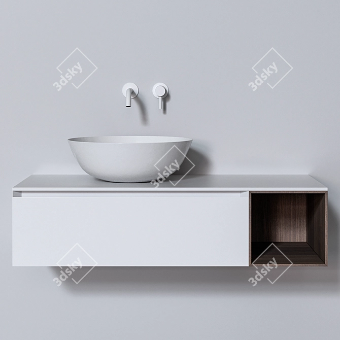 Modern Minimalist Bathroom Set 3D model image 1