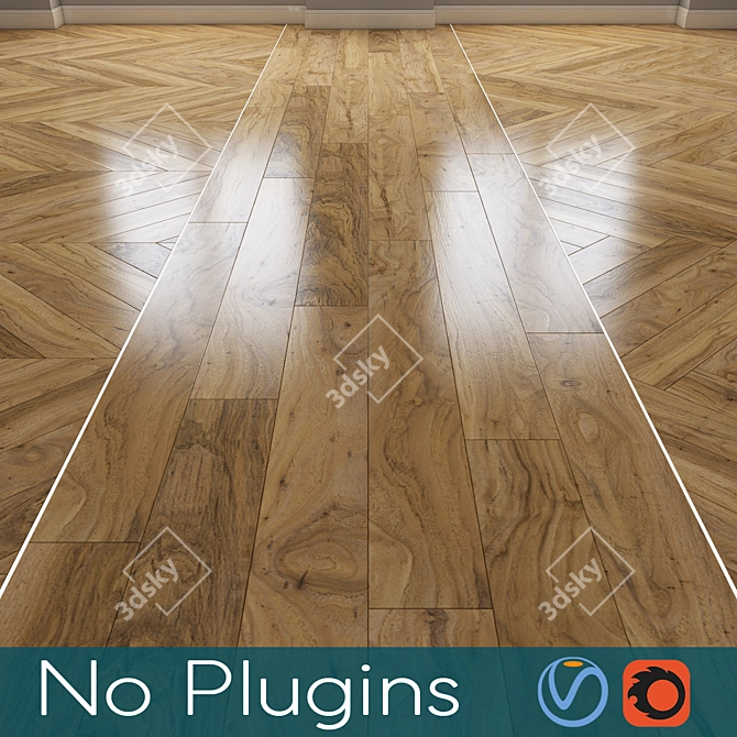 Vintage Oak Wooden Flooring 3D model image 1