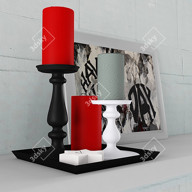 Elegant Candle Decor Set 3D model image 1