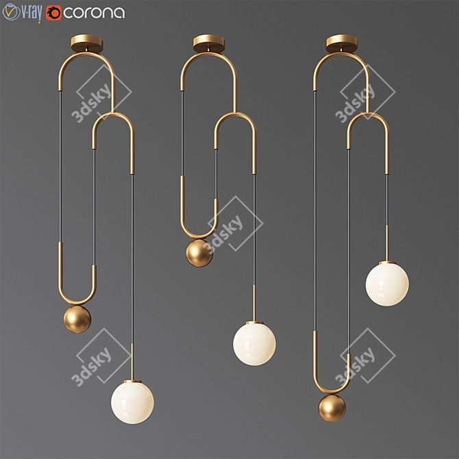 Brass Cradle Pulley Pendant Light 3D model image 1