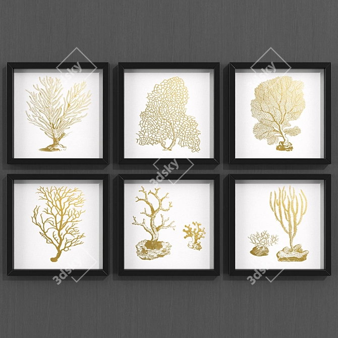 Modern Golden Art Set 3D model image 1