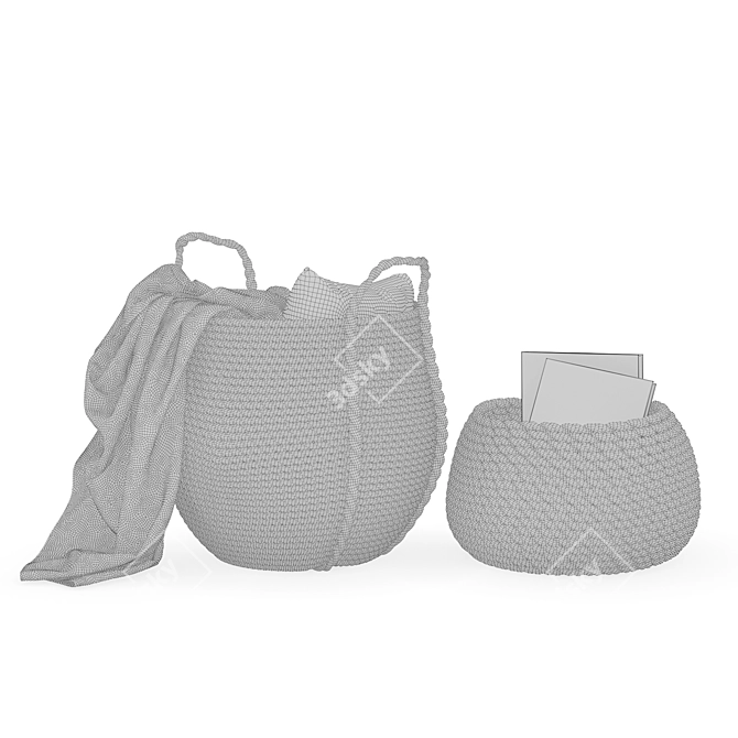 Rustic Woven Baskets: Chic Home Decor 3D model image 2
