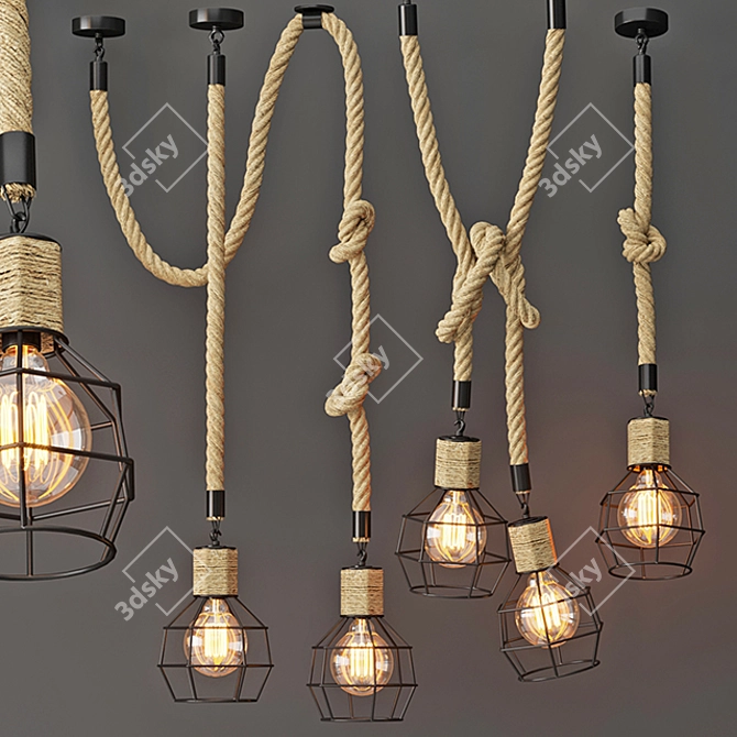 Rustic Cage Pendant Lamp 3D model image 1