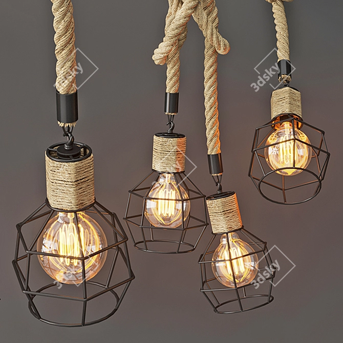 Rustic Cage Pendant Lamp 3D model image 2