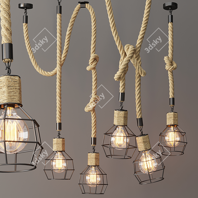 Rustic Cage Pendant Lamp 3D model image 6