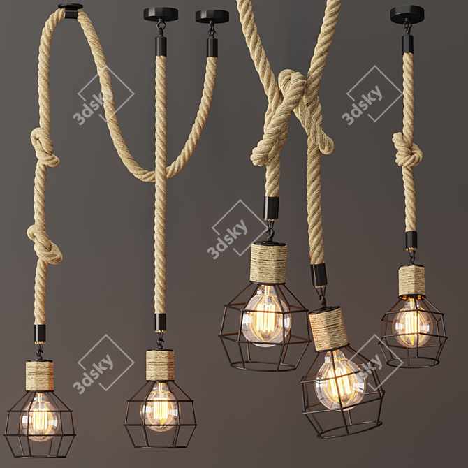 Rustic Cage Pendant Lamp 3D model image 7