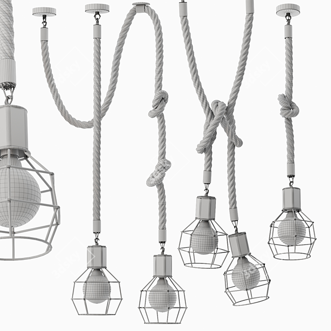 Rustic Cage Pendant Lamp 3D model image 8