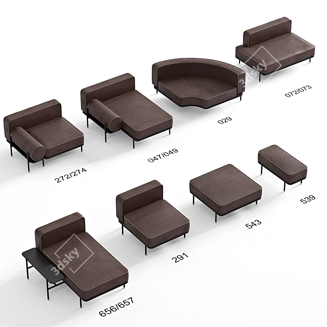 Italian Leather Modular Sofa: Selva 3D model image 2