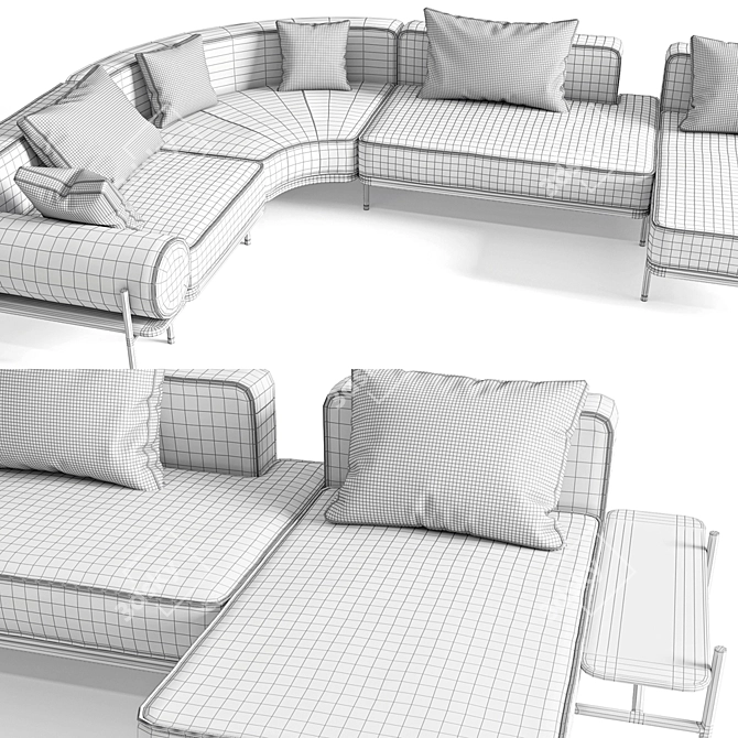 Italian Leather Modular Sofa: Selva 3D model image 3