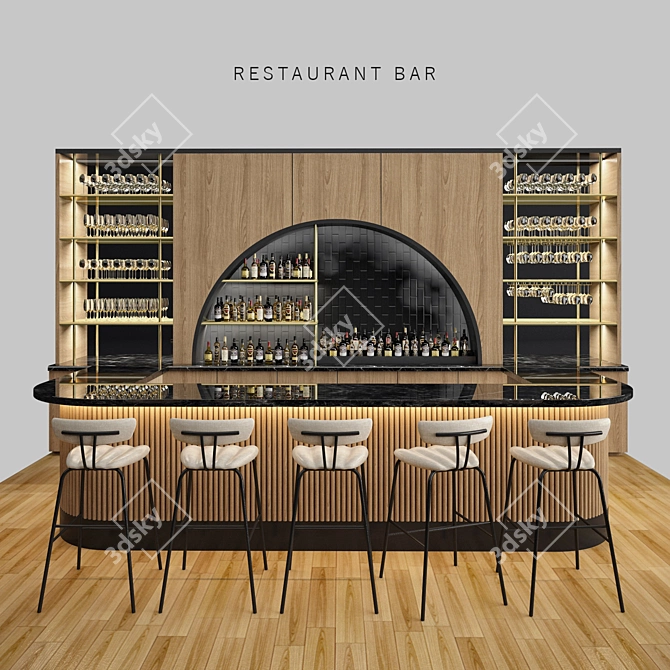 Title: Premium Restaurant Bar Set 3D model image 1