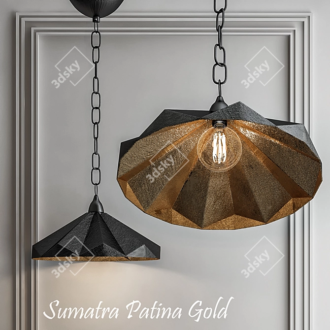 Vintage Sumatra Patina Gold Chandelier 3D model image 1