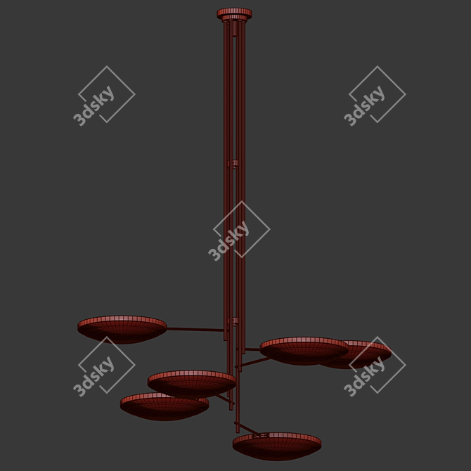 Stilnovo Three-Armed Ceiling Light 3D model image 2