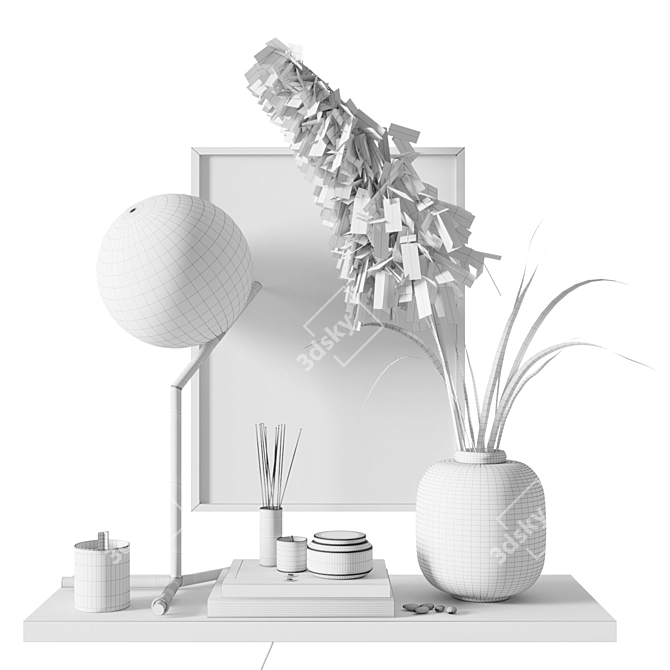 Elegant Pampas Grass Decor Set 3D model image 3