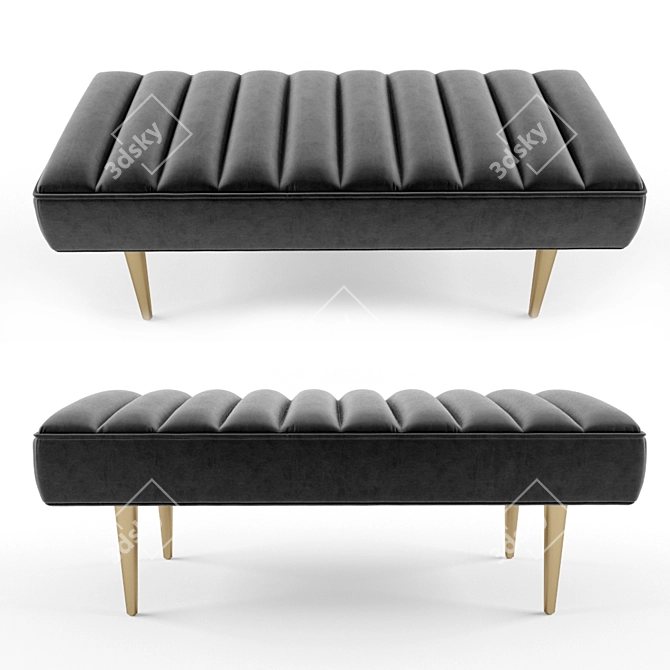 Luxury Gray Velvet Bench: Stylish American Art Deco Design 3D model image 2