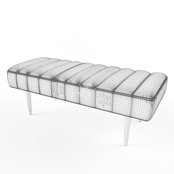 Luxury Gray Velvet Bench: Stylish American Art Deco Design 3D model image 3