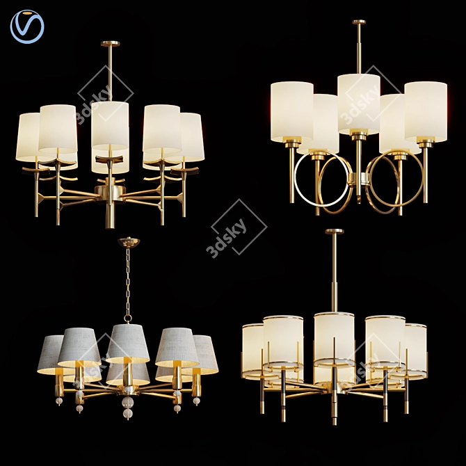 Vintage Brass Chandelier 3D model image 1