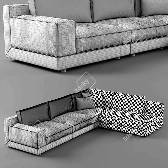 Agora Modular Leather Sofa 3D model image 3