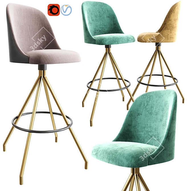 Elevate Your Space with Swivel Bar Stool 3D model image 1