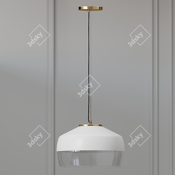 Elegant Brass & Frosted Glass Pendant 3D model image 2