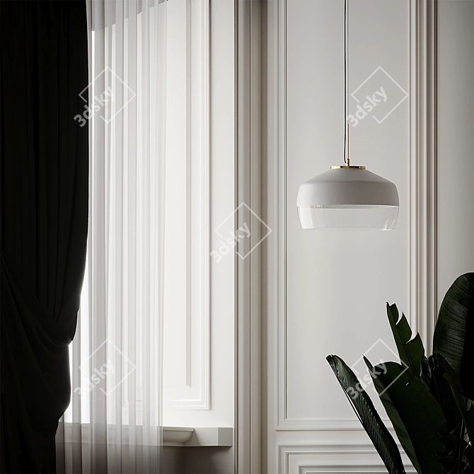 Elegant Brass & Frosted Glass Pendant 3D model image 3