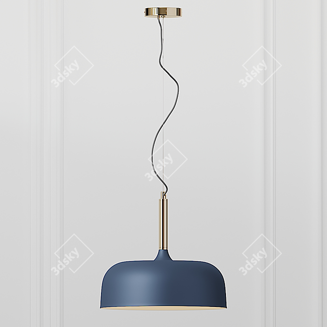 Modern Blue & Brass Pendant Light 3D model image 2