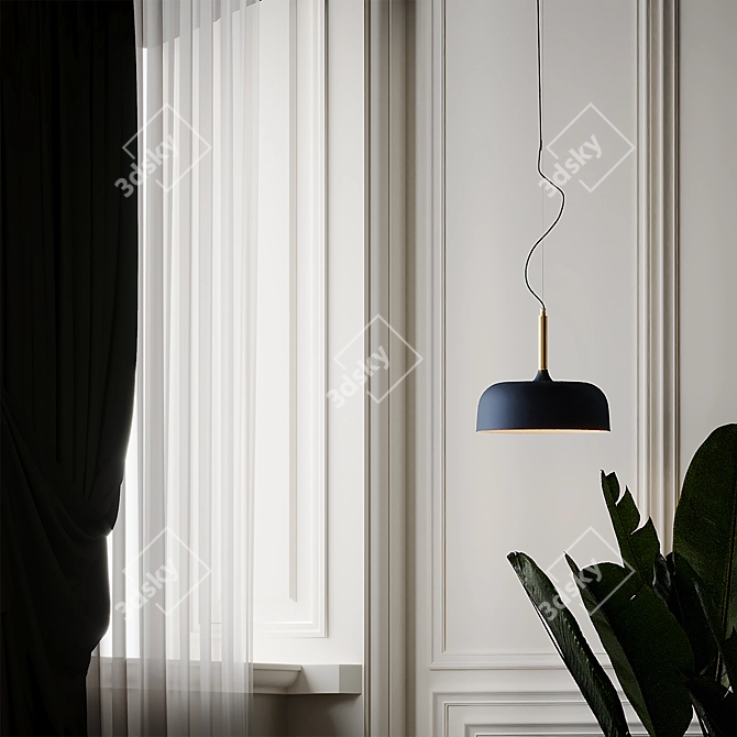 Modern Blue & Brass Pendant Light 3D model image 3