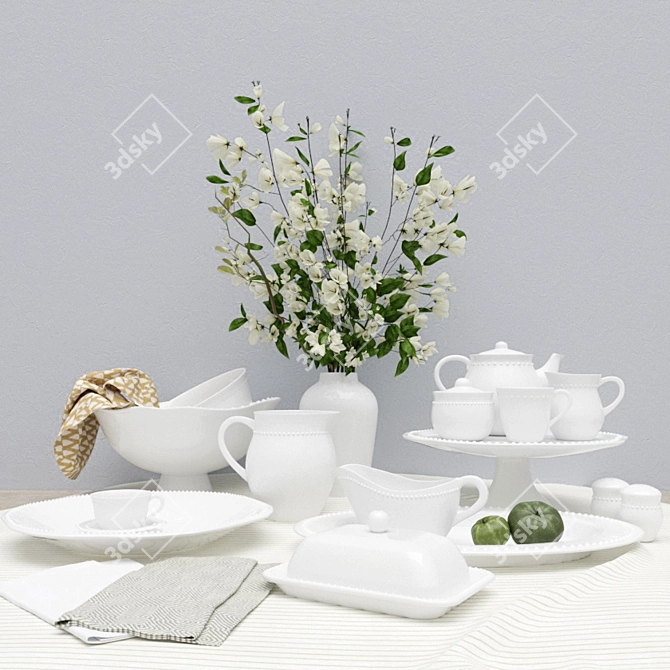 Elegant Emma Dinnerware Set 3D model image 1