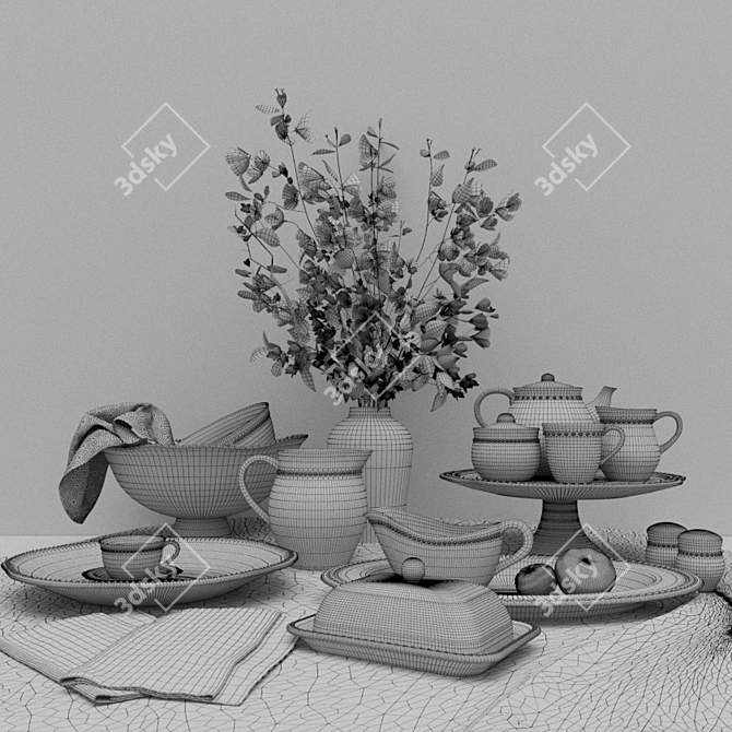 Elegant Emma Dinnerware Set 3D model image 3