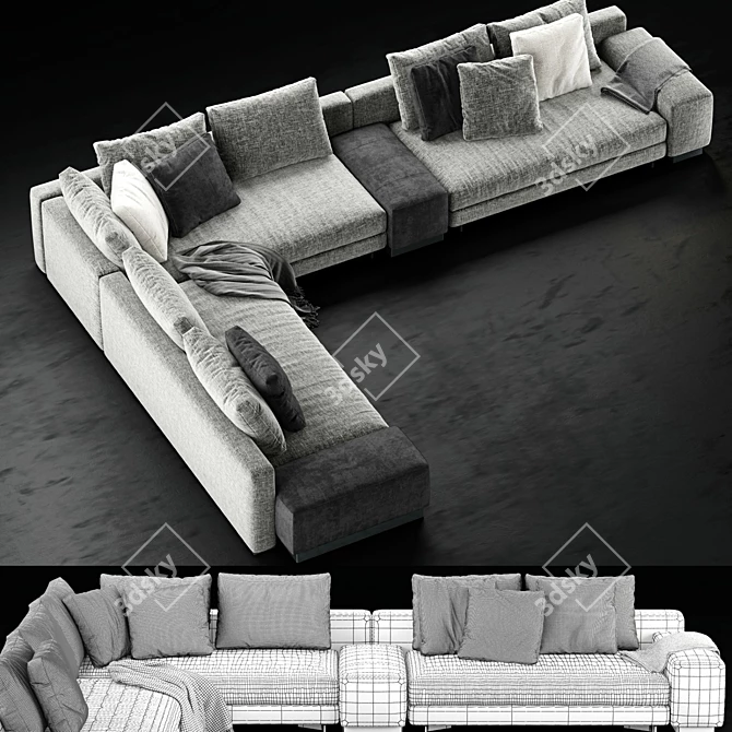Luxury Minotti Daniels Sofa: Modern Elegance by Christophe Delcourt 3D model image 2