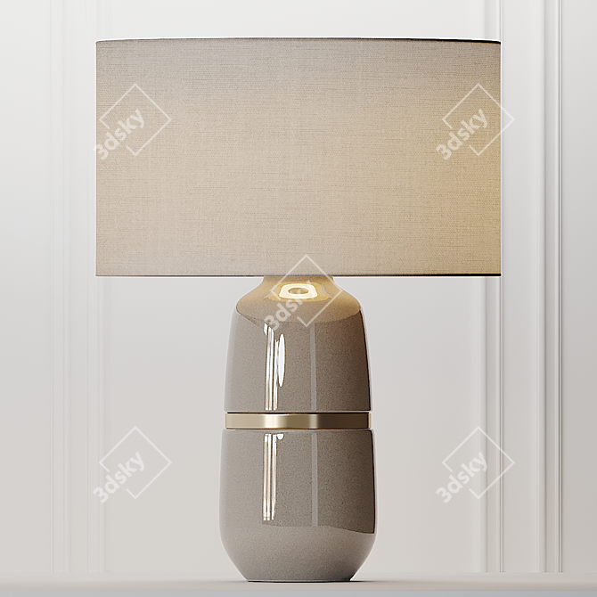 Elegant Banded Ceramic Table Lamp 3D model image 1