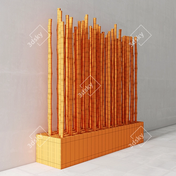 Title: Bamboo Branches on Concrete Base 3D model image 3