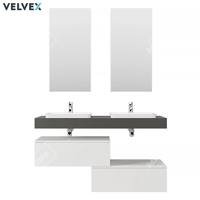 Velvex Unique Unit 140 Bathroom Set 3D model image 2