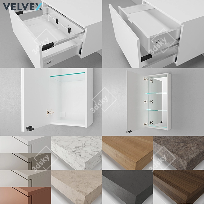 Velvex Unique Unit 140 Bathroom Set 3D model image 3